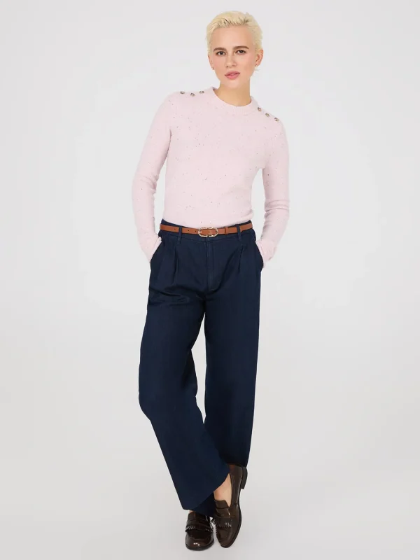 Crew Neck Sweater With Button Details - Image 3