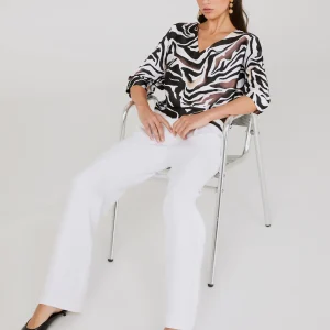 Animal Print Satin Dolman Sleeve Top