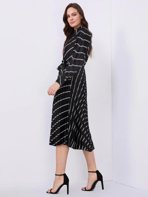 Striped Satin Button-Front Midi Dress - Image 5
