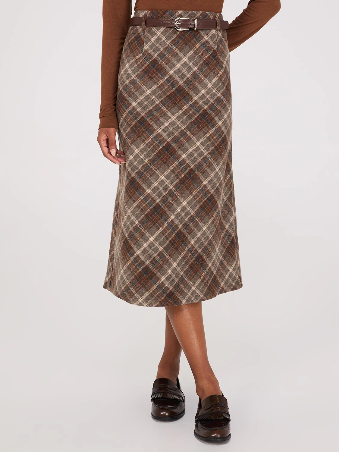Plaid Belted Skirt - Image 2