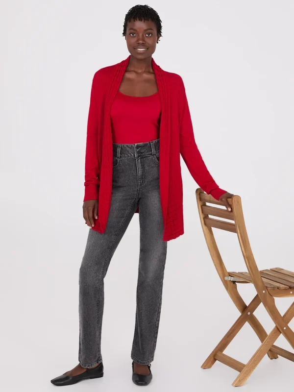 Multi Stitch Shawl Collar Duster Cardigan - Image 2