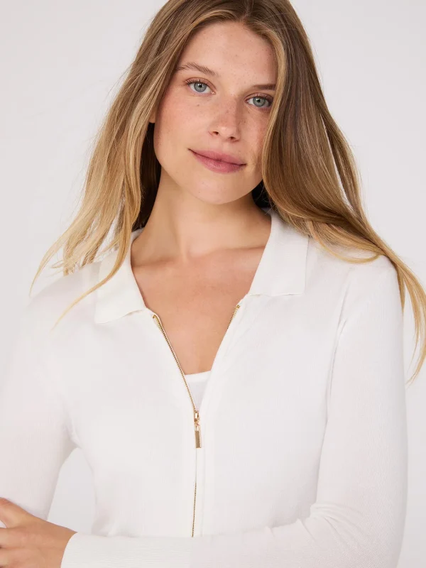 Collared 2-Way Zip-Front Sweater - Image 6