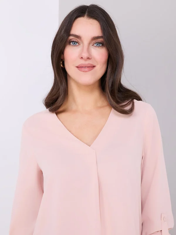 V-Neck Long Sleeve Popover Blouse - Image 2