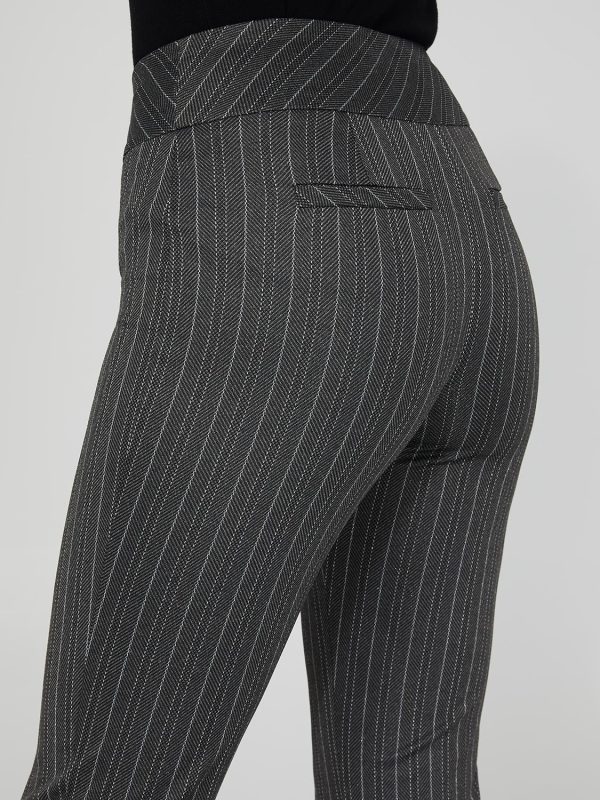 Striped Jacquard Flare Leg Pants - Image 2
