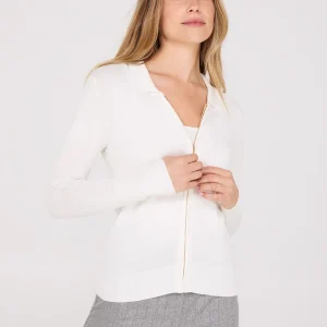 Collared 2-Way Zip-Front Sweater