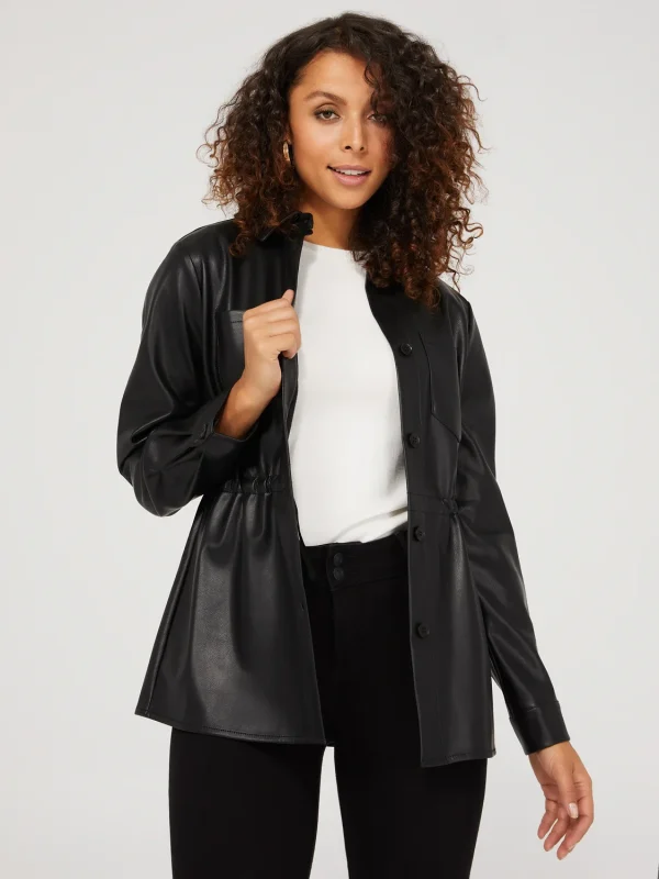 Drawstring Shacket With Front Pockets - Image 2
