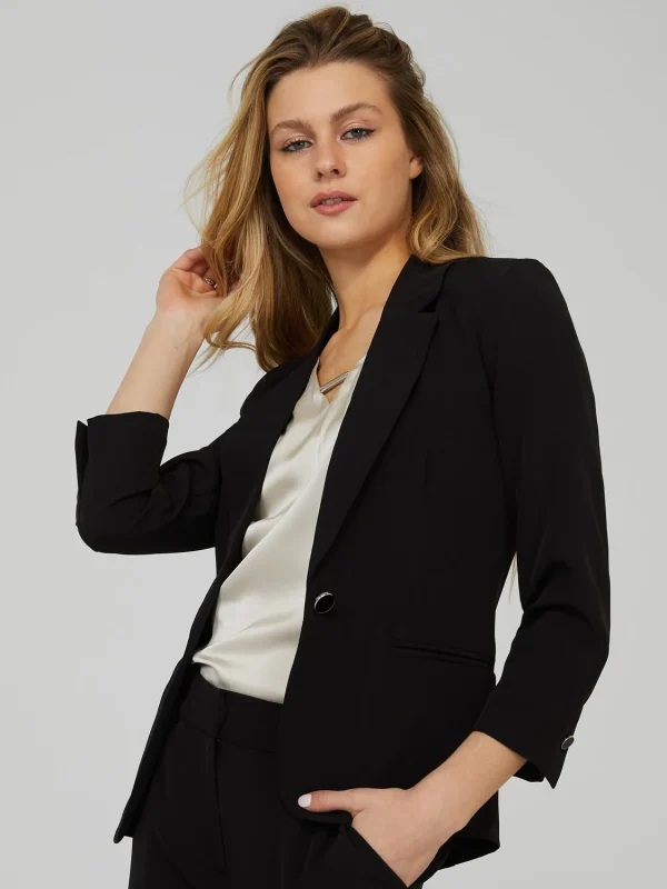 One-Button 3/4 Sleeve Blazer - Image 2