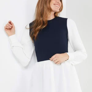 2-Fer Ribbed Top With Button-Front Blouse