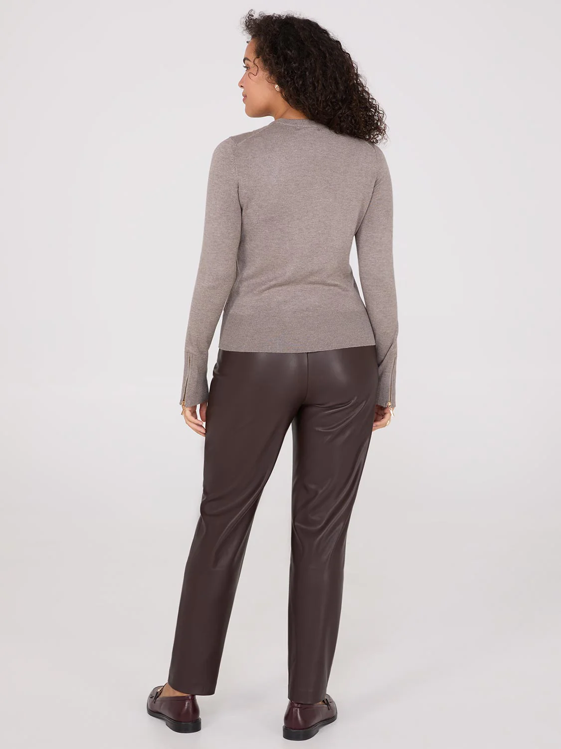 Zip Sleeve Crew Neck Sweater - Image 9