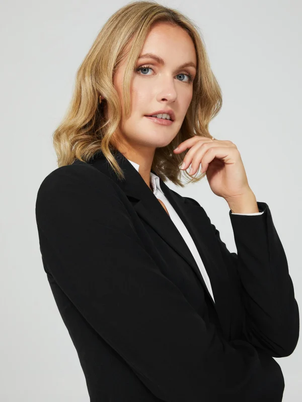 One-Button Long Sleeve Blazer With Pockets - Image 14