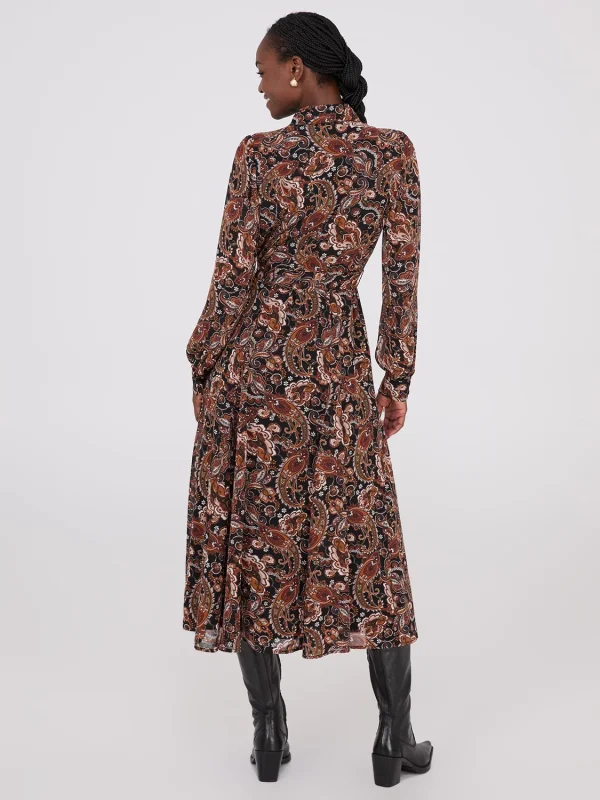 Paisley Print Chiffon Maxi Shirt Dress - Image 5