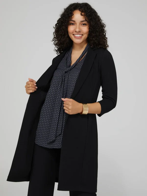 Long Blazer With 3/4 Ruched Sleeves - Image 2