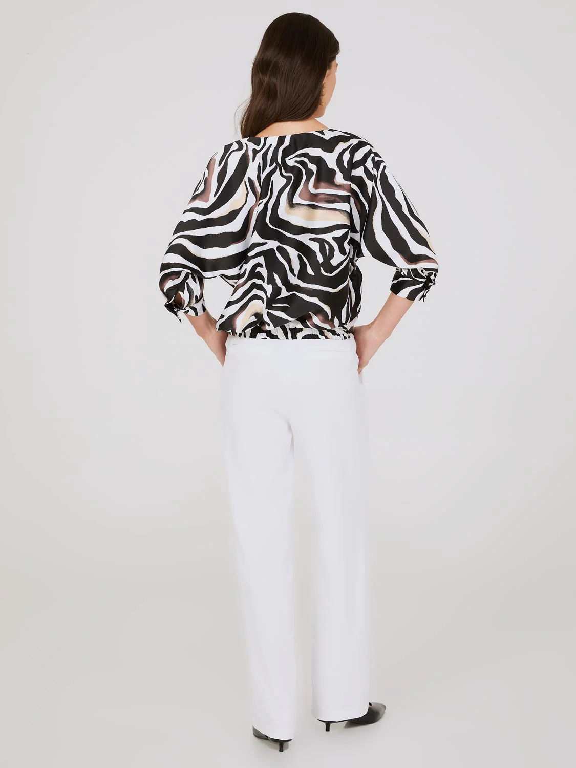 Animal Print Satin Dolman Sleeve Top - Image 3