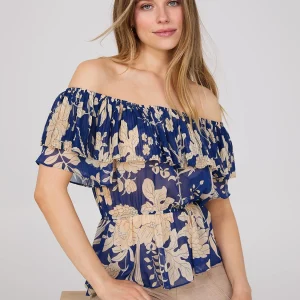 Floral Print Off-The-Shoulder Peplum Top