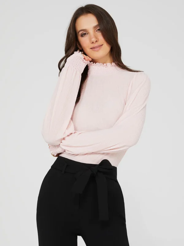 Textured Plisse Mock Neck Top - Image 3
