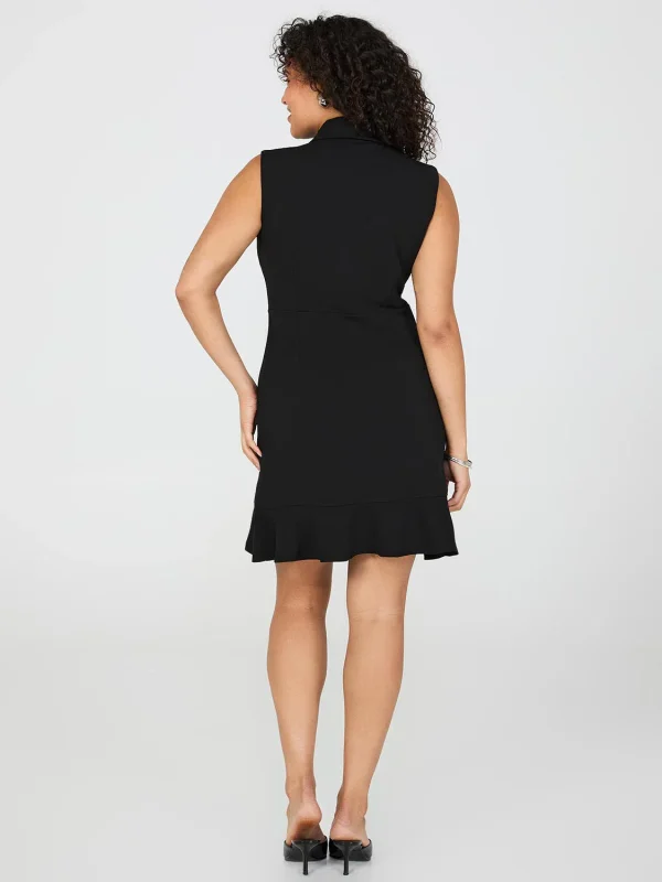 Sleeveless Blazer Dress With Flounce Hem - Image 5
