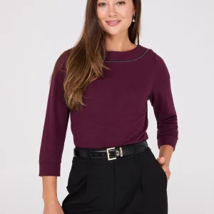 3/4 Sleeve Boat Neck Top