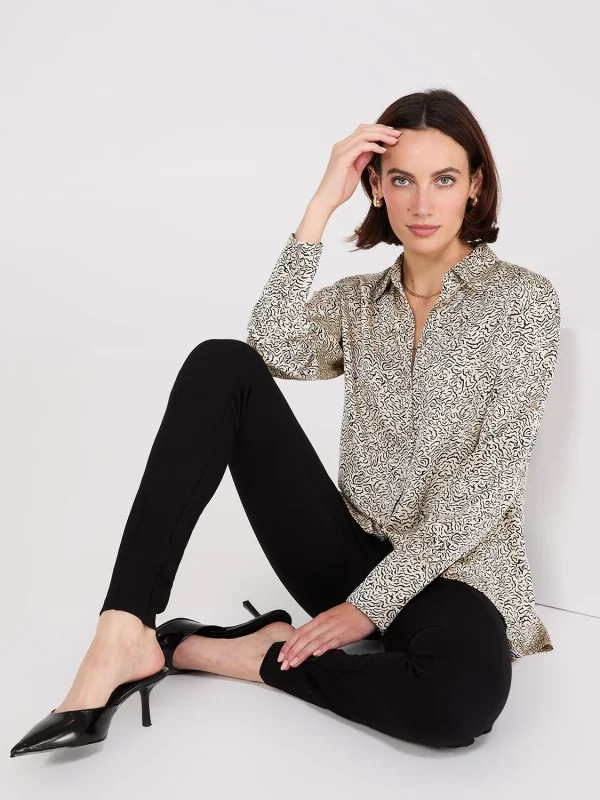 Abstract Print Satin Tunic Blouse - Image 2