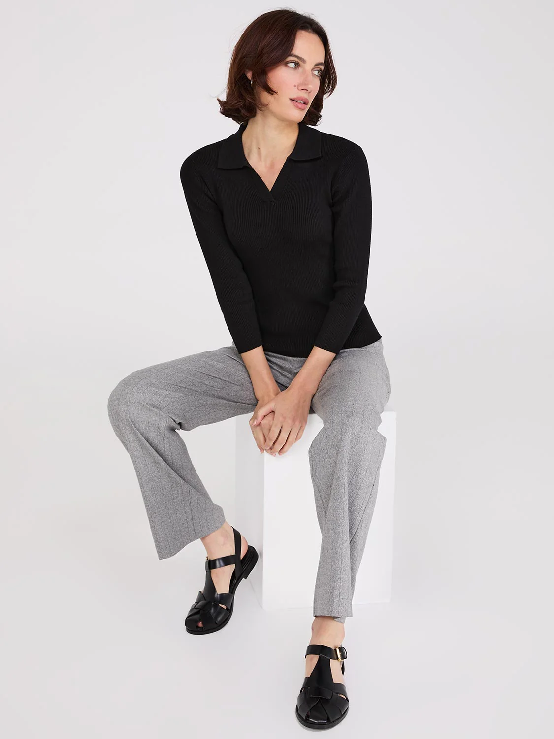 Johnny Collar Ribbed Top - Image 8