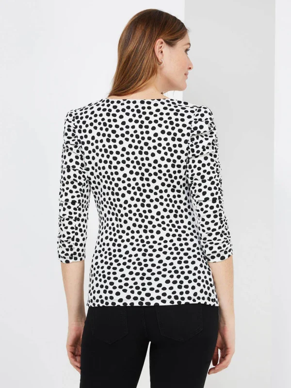 Dot Print Puff Sleeve Top - Image 5