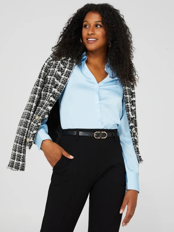 Boucle Blazer With Frayed Collar - Image 2