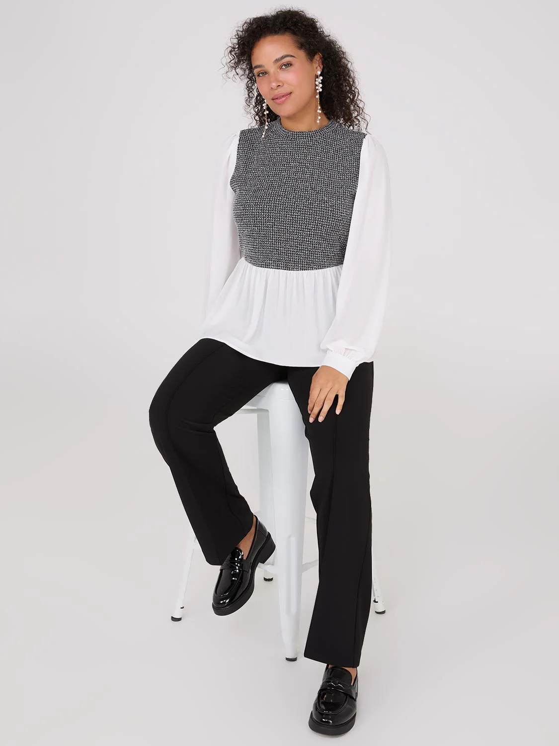 2-Fer Boucle Vest With Long Sleeve Top - Image 3
