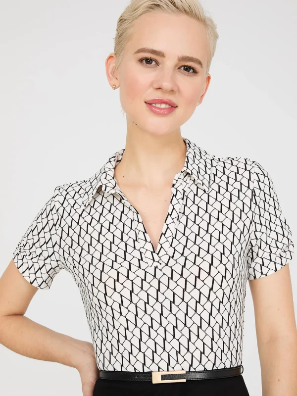 2-Fer Geo Print Collared Sheath Dress - Image 2