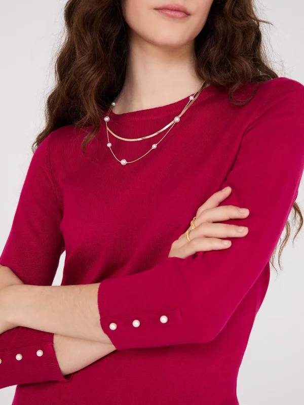 Round Neck Sweater With Button Details - Image 6