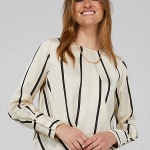 Striped Satin Crossover Blouse