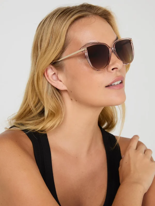Oversized Clear Frame Cat Eye Sunglasses