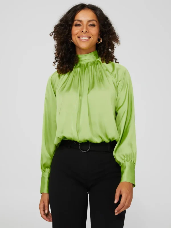 Satin High Neck Blouse