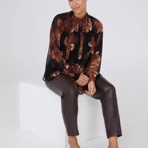 Printed Chiffon High Neck Blouse