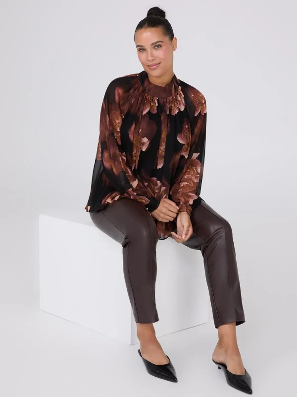 Printed Chiffon High Neck Blouse