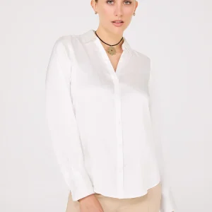 Satin Button-Front Blouse