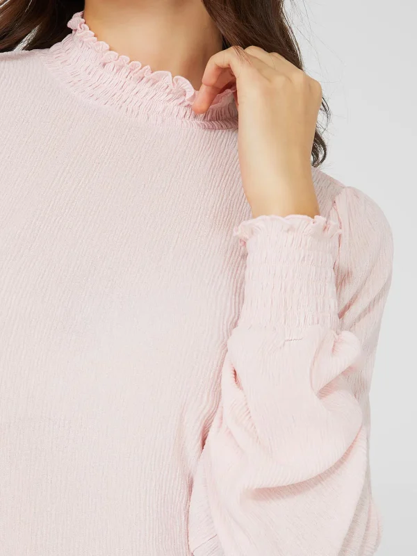 Textured Plisse Mock Neck Top - Image 6