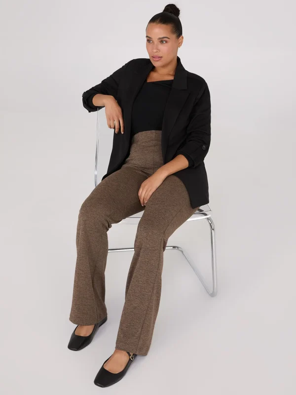 Flare Leg Long Length Melange Knit Pants - Image 3