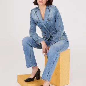 Denim Double-Breasted Blazer