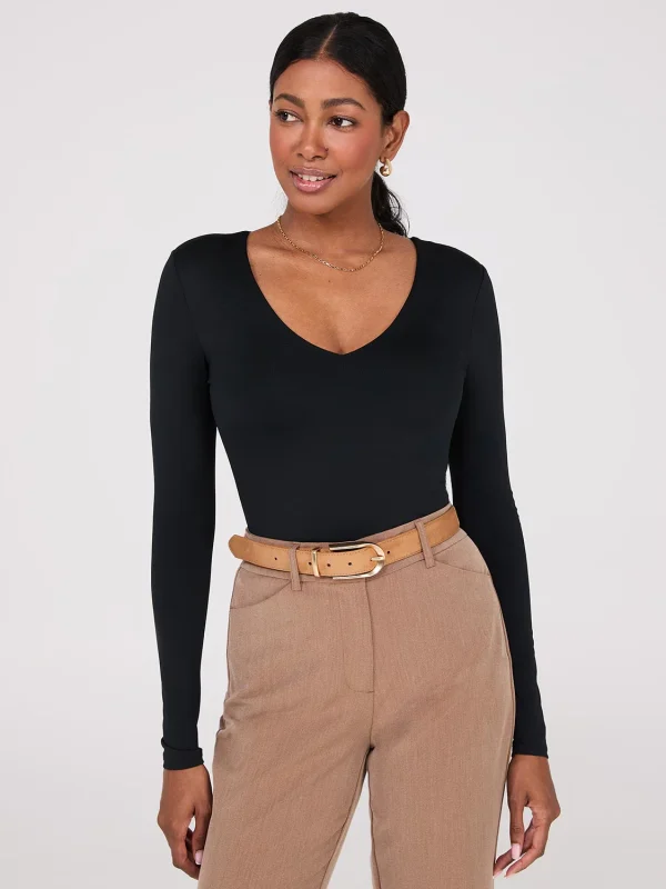 Double Layer V-Neck Long Sleeve Top - Image 6
