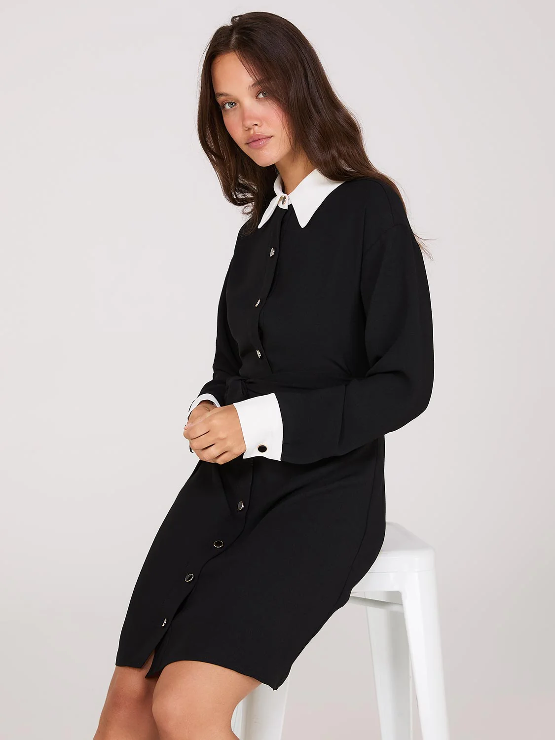 Colour Block Fit & Flare Shirt Dress - Image 4