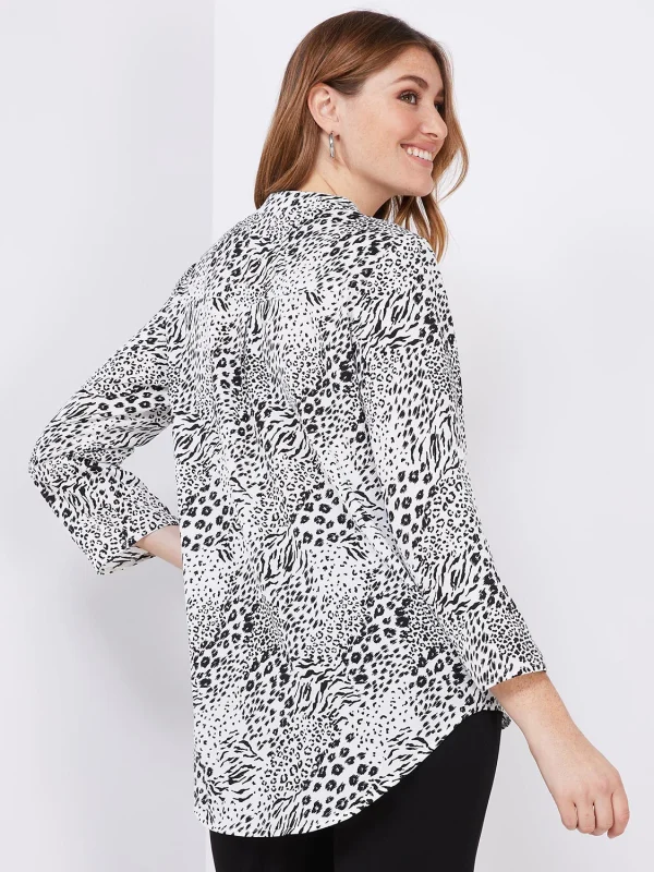 Printed Split Neck Blouse - Image 5