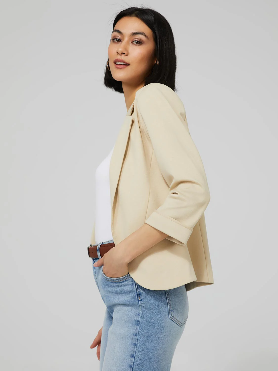 Cuffed 3/4 Sleeve Blazer - Image 3