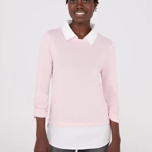 Ruched Sleeve 2-Fer Top