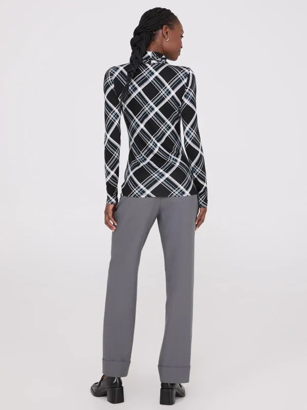 Plaid Long Sleeve Turtleneck Top - Image 5