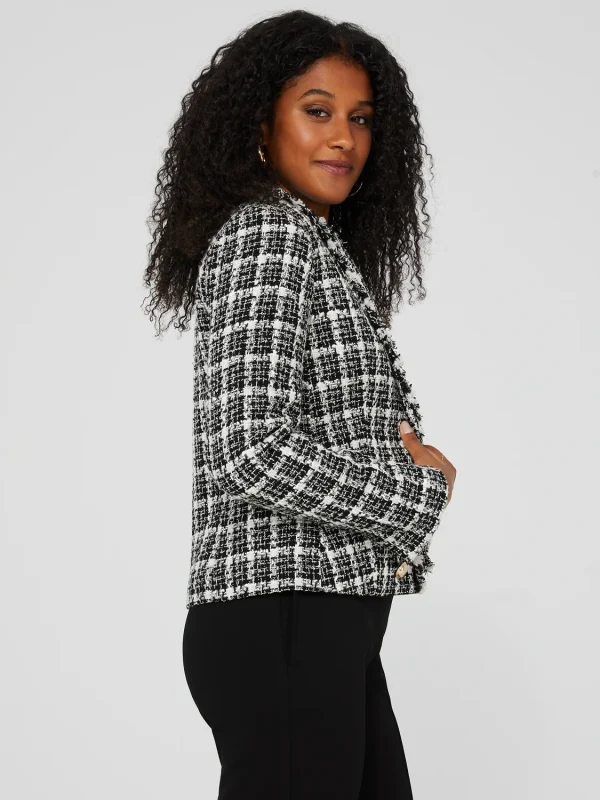 Boucle Blazer With Frayed Collar - Image 5