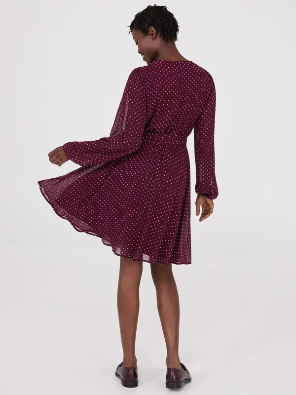 Dot Print Chiffon Fit & Flare Mini Dress - Image 4