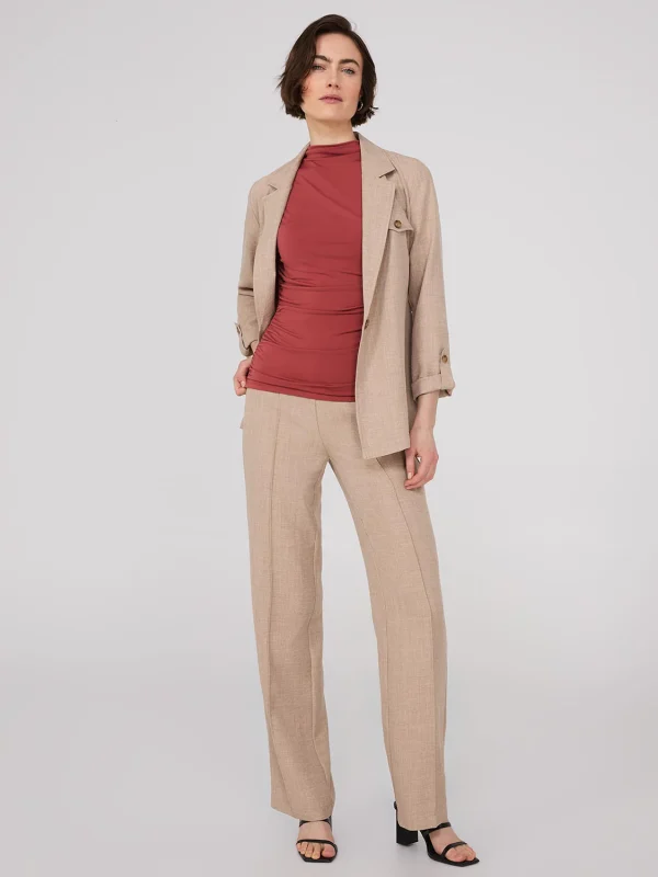 Sleeveless Mock Neck Top With Ruched Details - Image 3