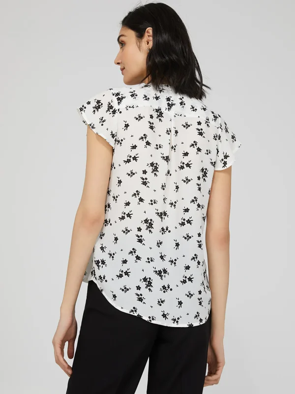 Printed Crepe Chiffon Blouse WIth Pintuck Detail - Image 5