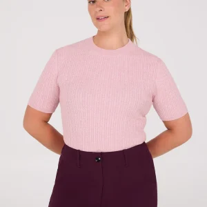 Short Sleeve Cable Knit Sweater