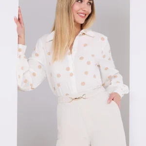 Silky Polka Dot Button-Front Blouse