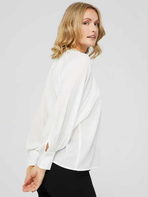Crinkle Inverted Pleat Blouse With Voluminous Sleeves - Image 3